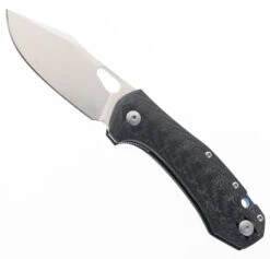 GiantMouse Knives ACE Atelier (“Mini-Grand”) Folding Knife Black Carbon Fiber Handle Elmax Plain Edge Satin Finish
