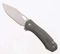 GiantMouse Knives ACE Atelier (“Mini-Grand”) Folding Knife Green Canvas Micarta Handle Elmax Plain Edge Satin Finish