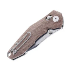 GiantMouse Knives ACE Nazca Folding Knife Natural Canvas Micarta Handle M390 Plain Edge Stonewash Finish -Knives and tools GIANTMOUSE NAZCA NAT CANVAS 03 54257.1695408840