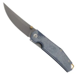 GiantMouse Clyde Folding Knife Denim Micarta Handle 20CV Plain Edge Stonewash Finish