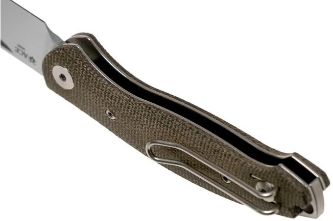 GiantMouse ACE Farley Green Canvas Micarta, Satin Pocket Knife, Ansø And Voxnaes Design 7 GiantMouse ACE Farley Green Canvas Micarta, Satin Pocket Knife, Ansø And Voxnaes Design - Image 5