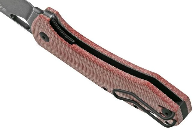 GiantMouse ACE Grand, Blackwashed M390, Burgundy Canvas Micarta Pocket Knife 6 GiantMouse ACE Grand, Blackwashed M390, Burgundy Canvas Micarta Pocket Knife - Image 5