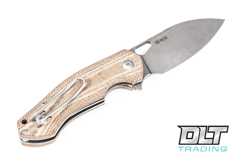 GiantMouse ACE Biblio - Natural Canvas Micarta 4 GiantMouse ACE Biblio - Natural Canvas Micarta - Image 2