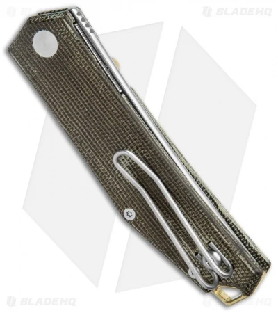 GiantMouse Vox/Anso ACE Clyde Liner Lock Knife Green Micarta/Brass (3" SW) 5 GiantMouse Vox/Anso ACE Clyde Liner Lock Knife Green Micarta/Brass (3" SW) - Image 3