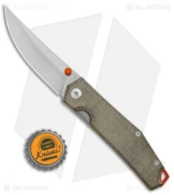 GiantMouse Vox/Anso ACE Clyde Liner Lock Knife Green Micarta (3" Stonewash) -Knives and tools GiantMouse Vox Anso ACE Clyde LL Green Micarta SW BHQ 97143 jr bottlecap