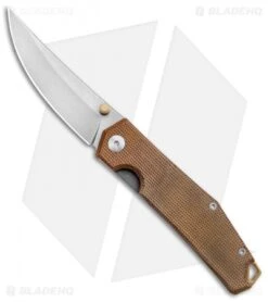 GiantMouse Vox/Anso ACE Clyde Liner Lock Knife Brown Micarta (3" Stonewash)