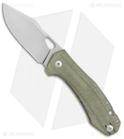 GiantMouse Vox/Anso ACE Grand Knife Green Canvas Micarta (3.4" Stonewash)
