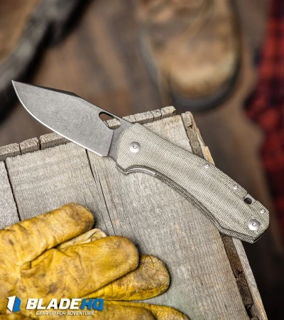 GiantMouse Vox/Anso ACE Grand Knife Green Canvas Micarta (3.4" Stonewash) 7 GiantMouse Vox/Anso ACE Grand Knife Green Canvas Micarta (3.4" Stonewash) - Image 5