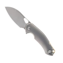 GiantMouse Biblio XL Folding Knife Gray Titanium Handle Magnacut Plain Edge Satin Finish