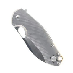 GiantMouse Biblio XL Folding Knife Gray Titanium Handle Magnacut Plain Edge Satin Finish -Knives and tools Giant Mouse BIBLIO XL TI MC03 13246.1732209472