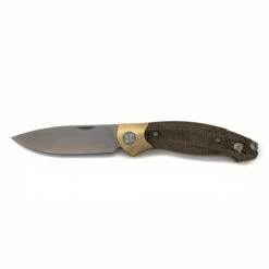GiantMouse Ace Farley Folding Knife Slip Joint V2 Green Canvas Micarta Elmax Farley-Brass-B-Grn