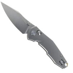 (Stiff Detent) Open Box / Return Giant Mouse Ace Nazca Folding Knife Titanium Handle M390 Clip Point Plain Edge GM-NAZCA-TI