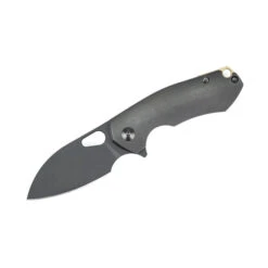 GiantMouse Knives ACE Riv Framelock Folding Knife Black Titanium Handle M390 Plain Black Blade