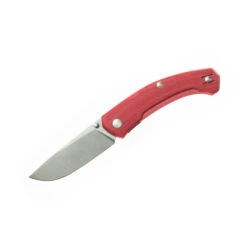 GiantMouse IONA CPM Stonewashed Magnacut Blade Red Linen Micarta Folding Knife IONA-V2-RED-LINEN